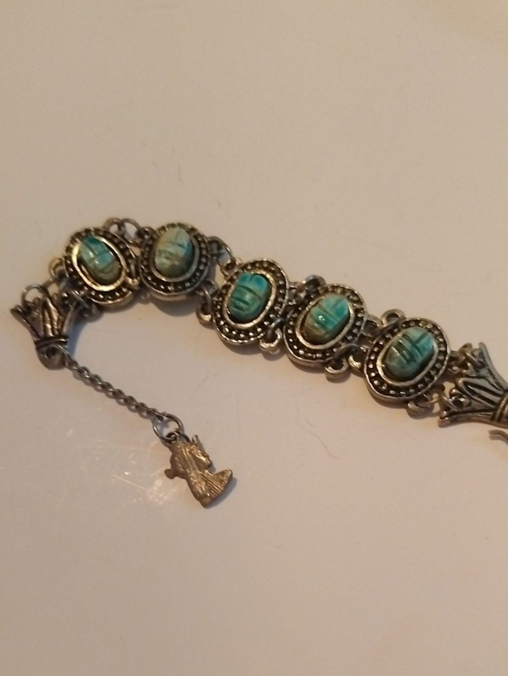 Vintage Real Turquoise Stone Link Bracelet - Women Jewelry